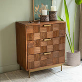 Bruno triple drawer chest with metal stand - ellementry